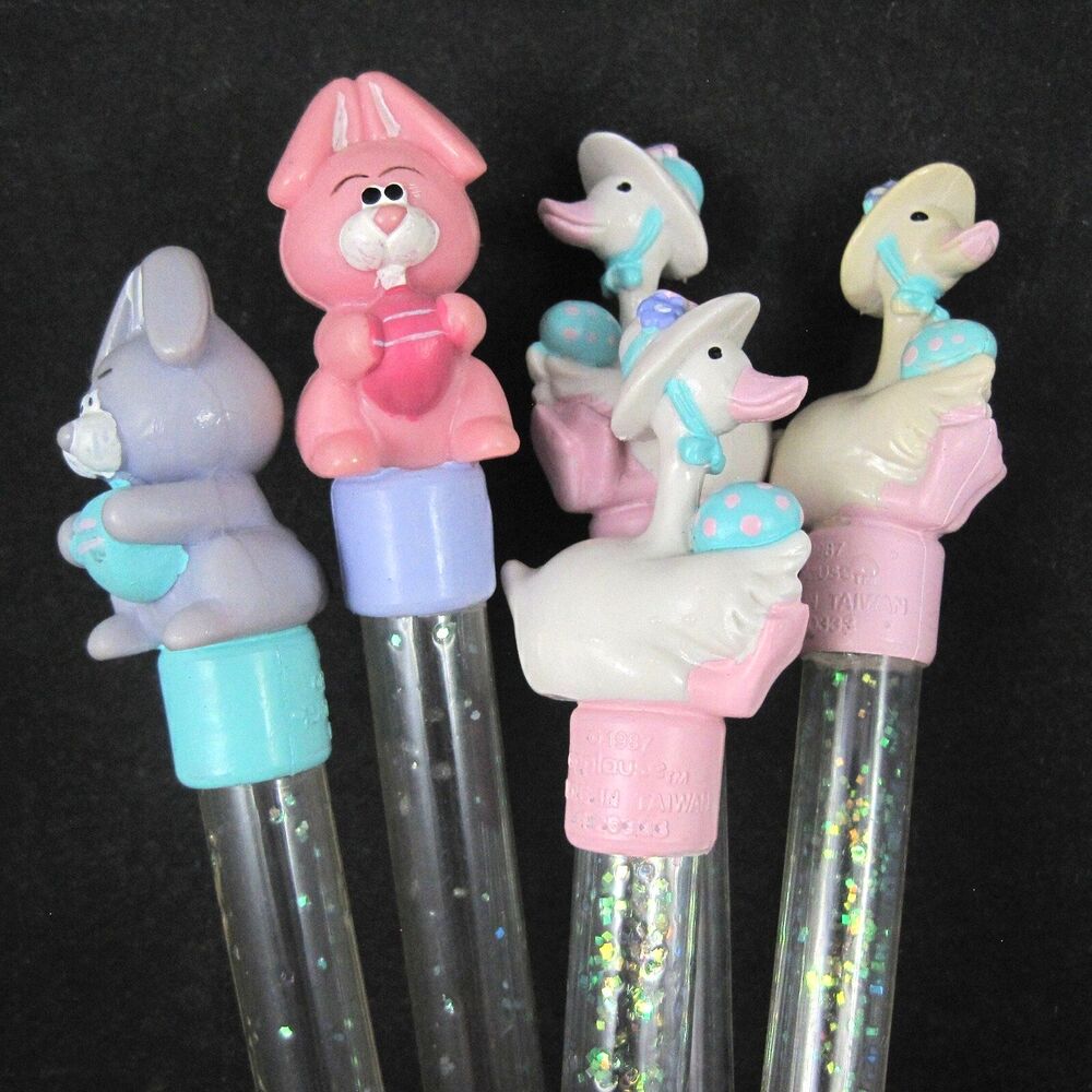 Lot of 5 Applause Easter Glitter Pens 1987